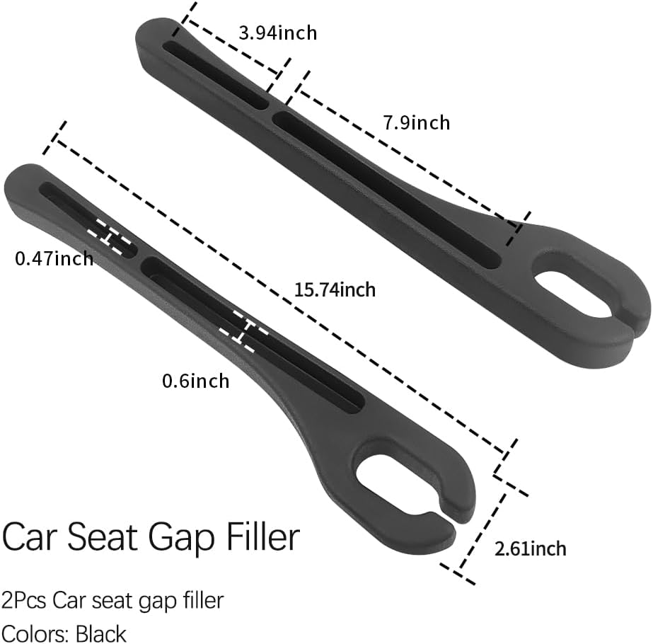 2PCS Car Seat Gap Filler with Phone Holder | Prevents Falling, Black