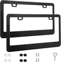 QUANQIUFEI Stainless Steel License Plate Frames, 2 Pack, Black