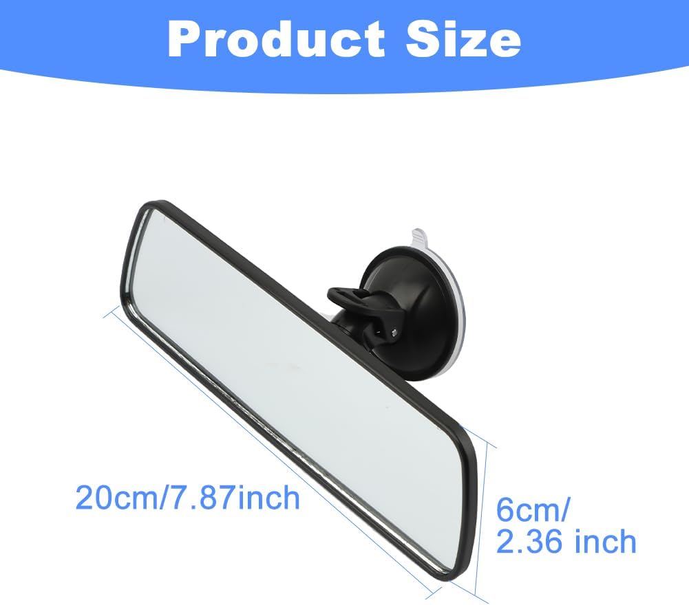 Universal Interior Rear View Mirror with Suction Cup Wide Angle Blind Spot Driving Test