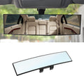 8sanlione 12-Inch HD Panoramic Rearview Mirror, Universal Clip-On Car Mirror, White