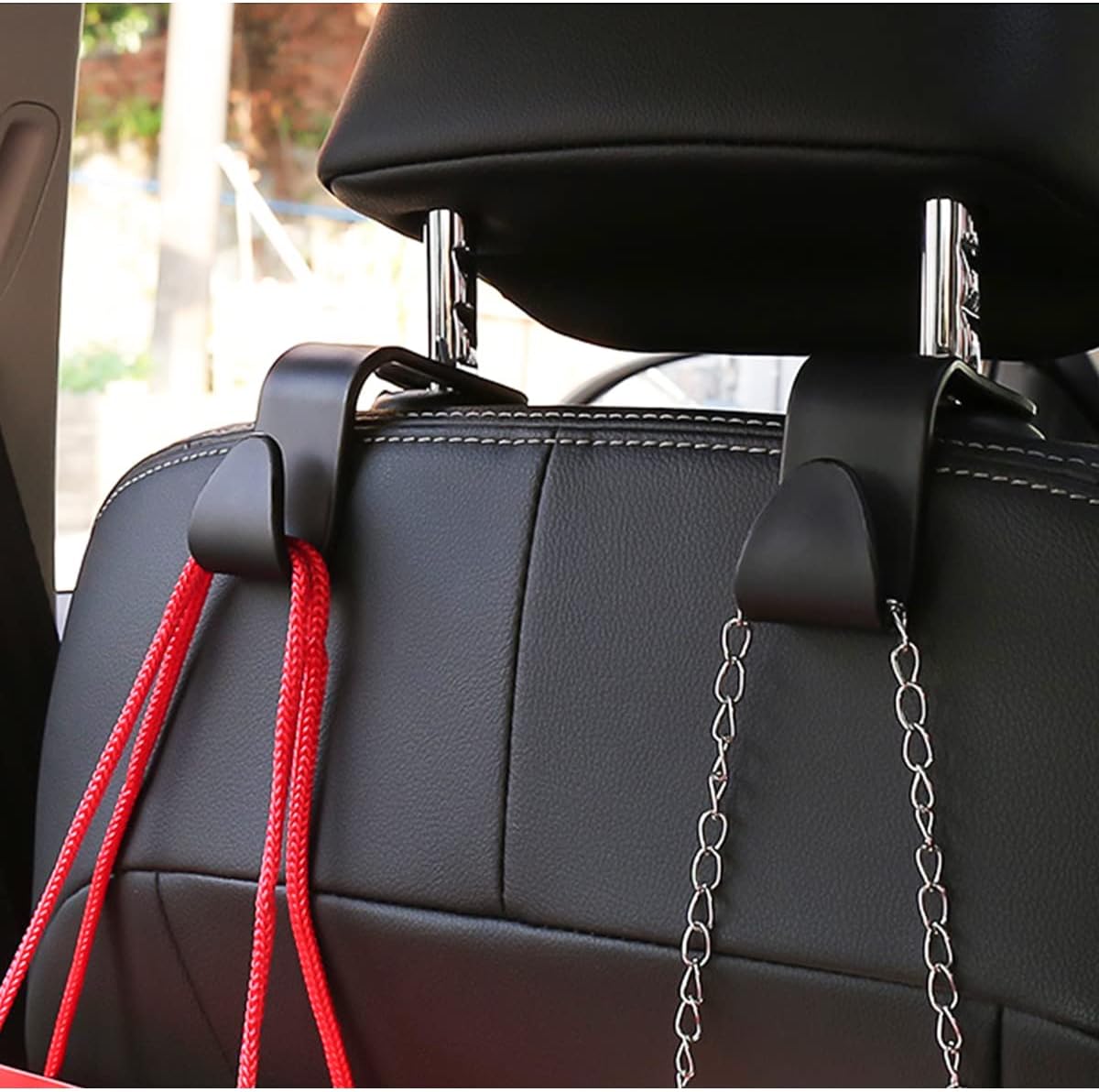 Car Back Seat Headrest Hooks, 4 Pack, Hanger for Bags, Coats, Groceries