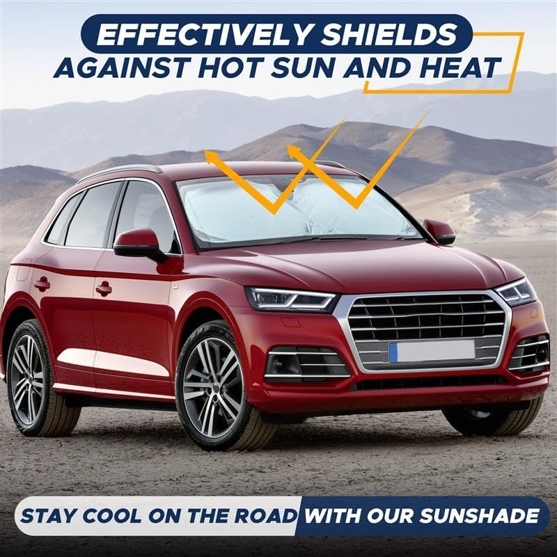 EcoNour Car Windshield Sunshade, Blocks 99% Heat, Universal Fit for Cars, SUVs & Trucks