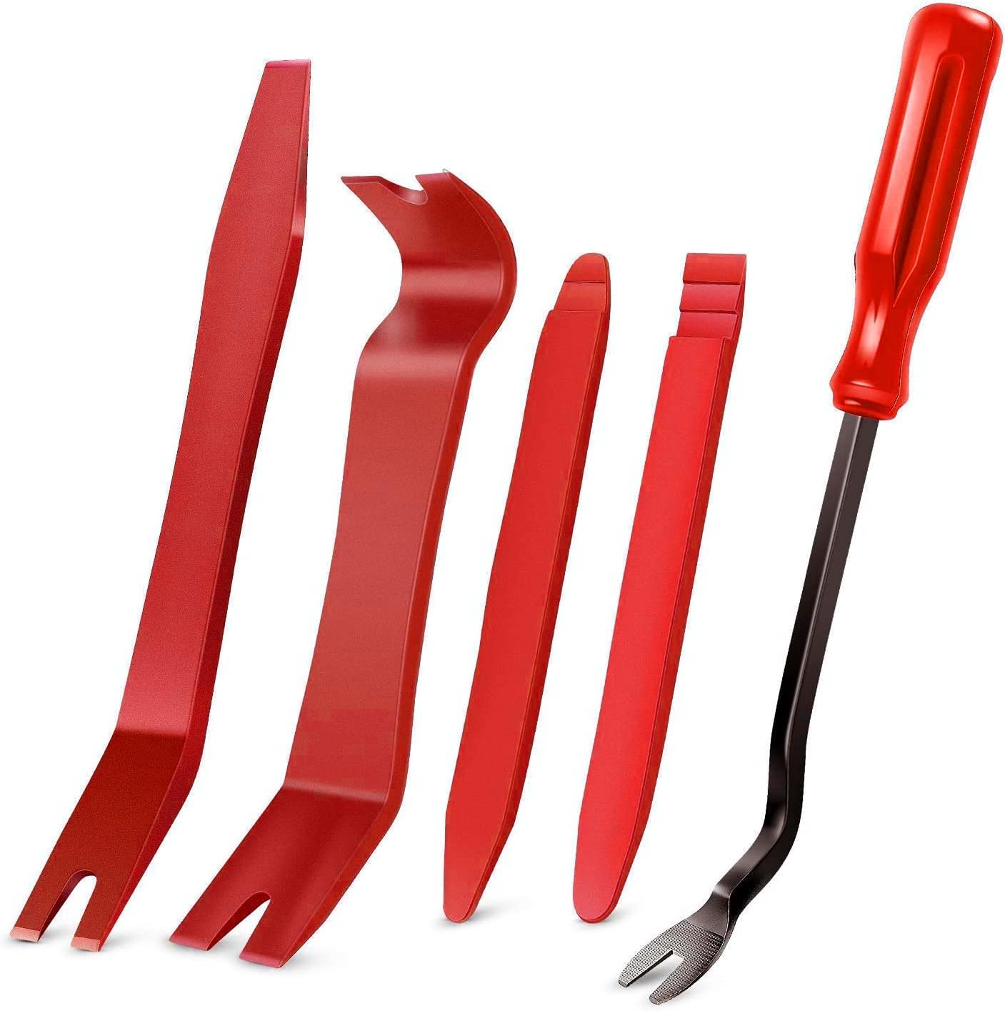 GOOACC 5 PCS Nylon Auto Trim Removal Tool Kit - No-Scratch, Red