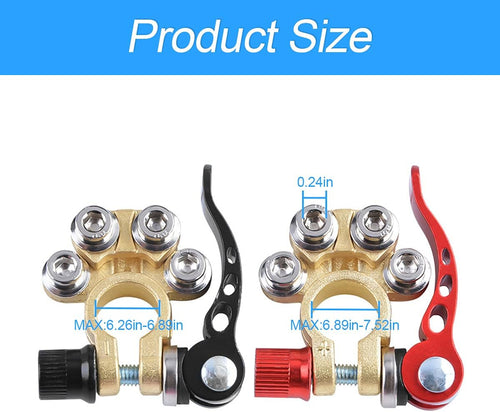 2Pcs Car Battery Terminal Connectors, 4-Way Quick Disconnect, SAE/JIS Type A