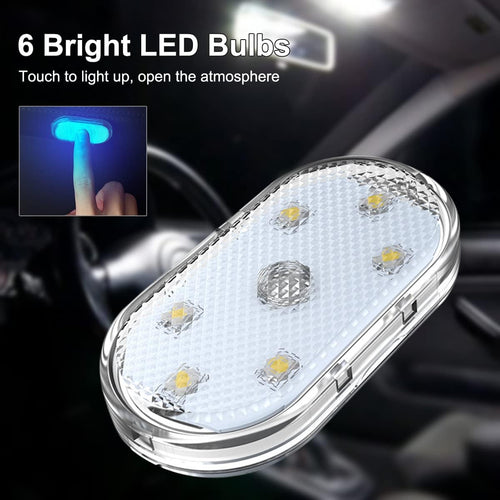 4Pcs Wireless Car LED Interior Lights, 7 Colors, USB Rechargeable, Portable