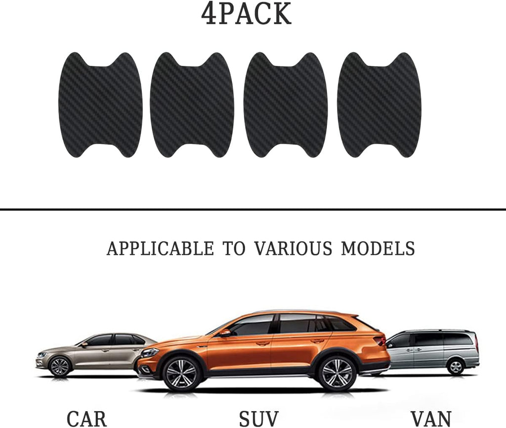 4PCS Car Door Handle Cup Protector, Carbon Fiber Anti-Scratch Sticker Film