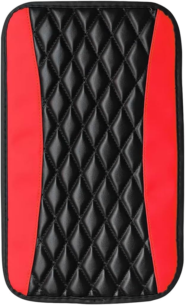 Moly Magnolia Car Armrest Cushion, Leather Waterproof Console Cover, Red