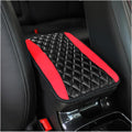 Moly Magnolia Car Armrest Cushion, Leather Waterproof Console Cover, Red