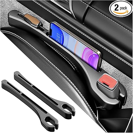 2PCS Car Seat Gap Filler with Phone Holder | Prevents Falling, Black