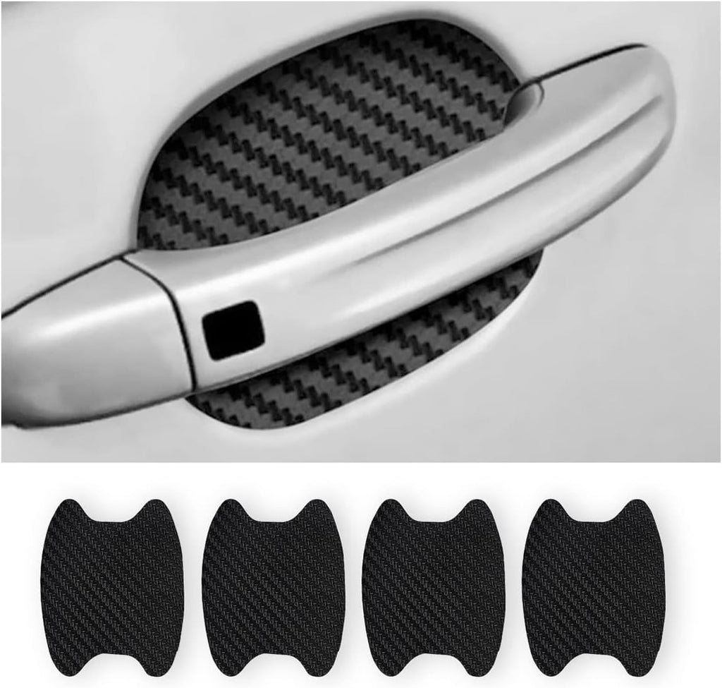4PCS Car Door Handle Cup Protector, Carbon Fiber Anti-Scratch Sticker Film