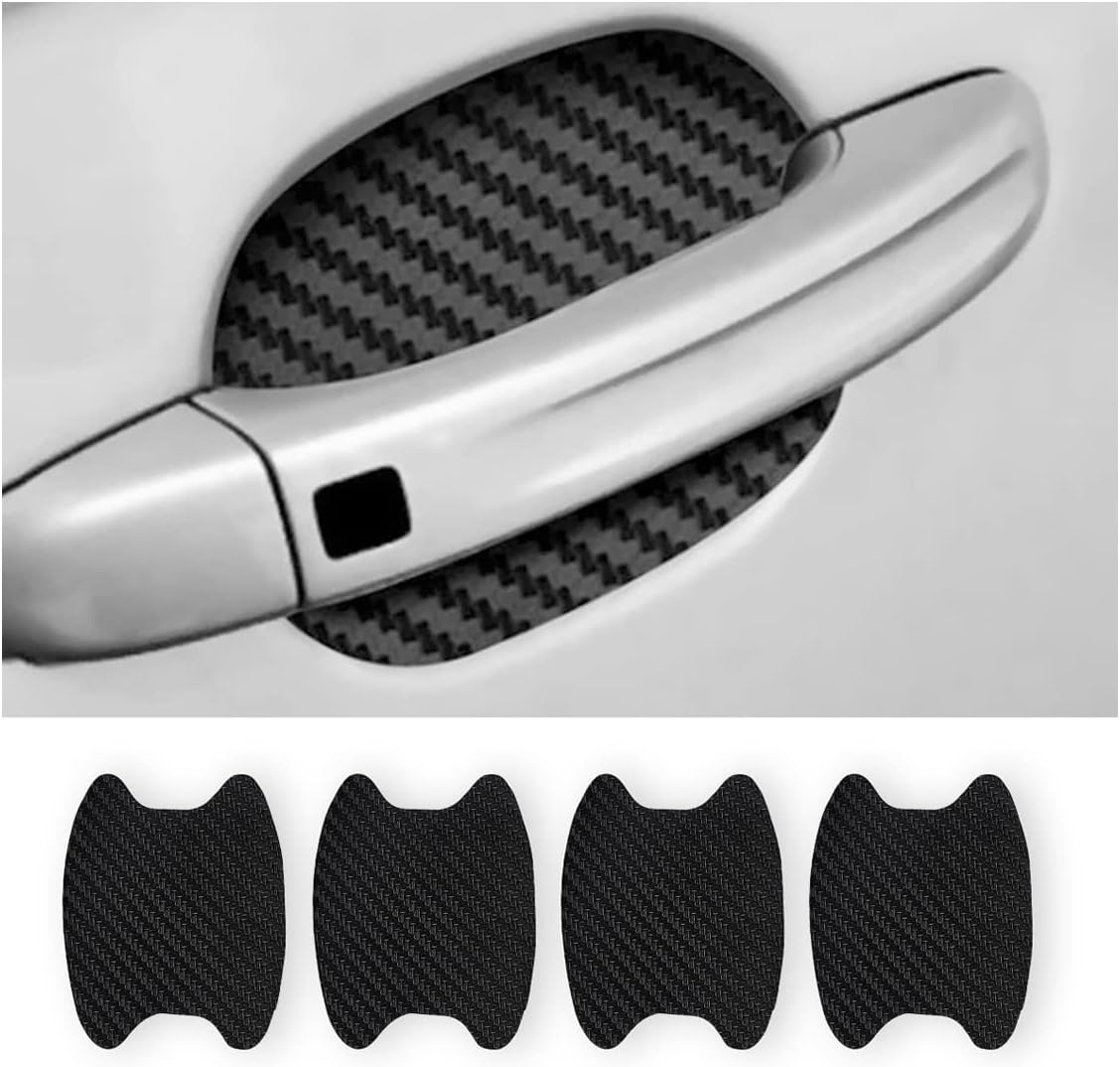4PCS Car Door Handle Cup Protector, Carbon Fiber Anti-Scratch Sticker Film
