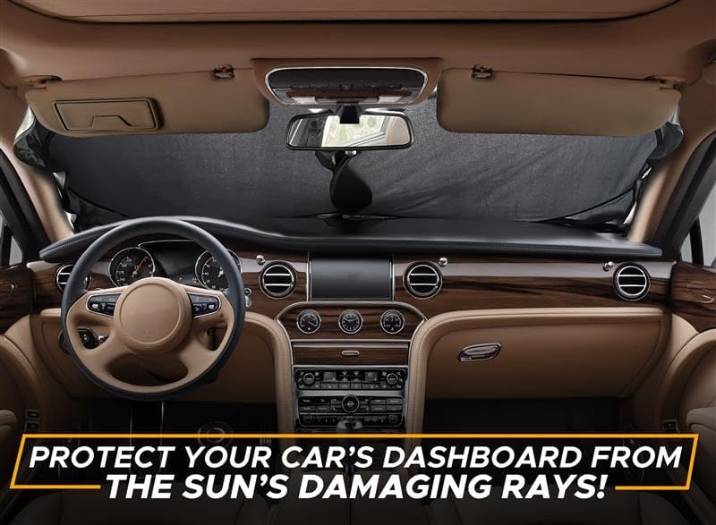 EcoNour Car Windshield Sunshade, Blocks 99% Heat, Universal Fit for Cars, SUVs & Trucks