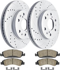 Front Brake Kit Drilled Slotted Rotors & Ceramic Pads for Cadillac Escalade Chevy Silverado 1500 Tahoe GMC Yukon