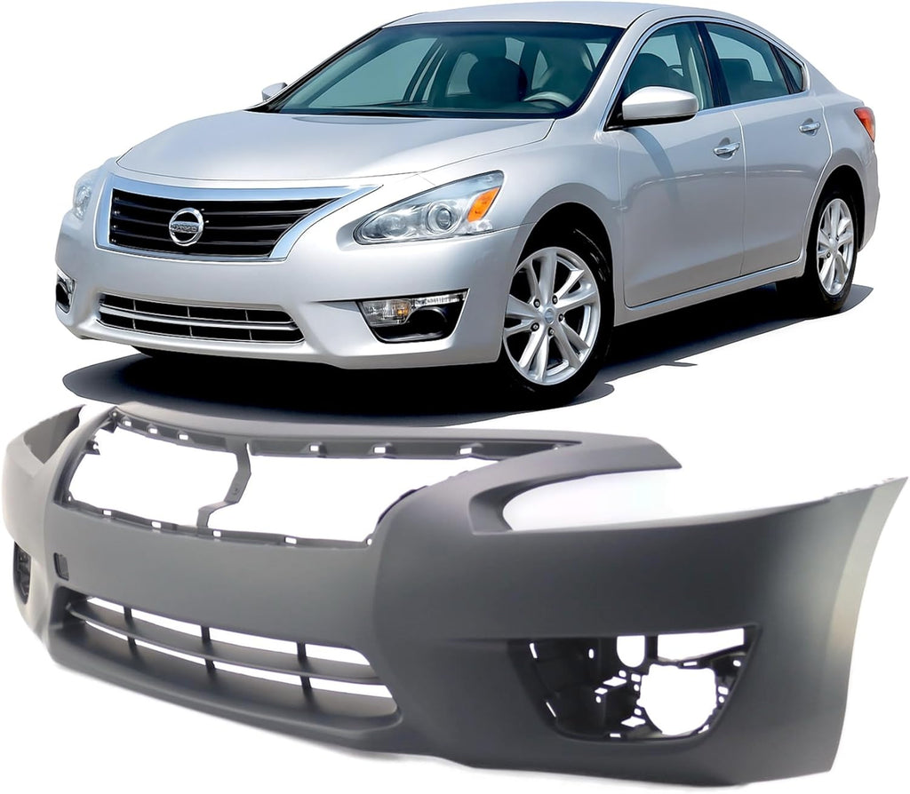 Front Bumper Cover for 2013-2015 Nissan Altima S SV SL Primed w/ Fog Light Holes