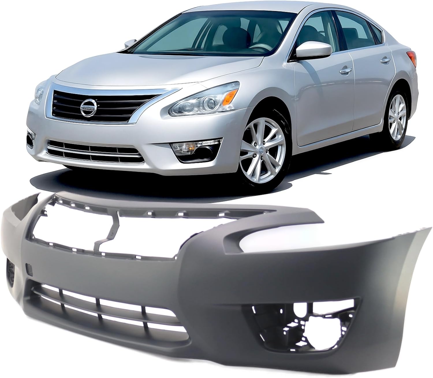 Front Bumper Cover for 2013-2015 Nissan Altima S SV SL Primed w/ Fog Light Holes