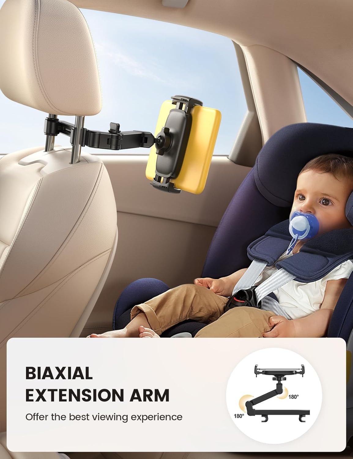 Lamicall Car Headrest Tablet Holder – 3-in-1 Extension Arm, Back Seat Mount