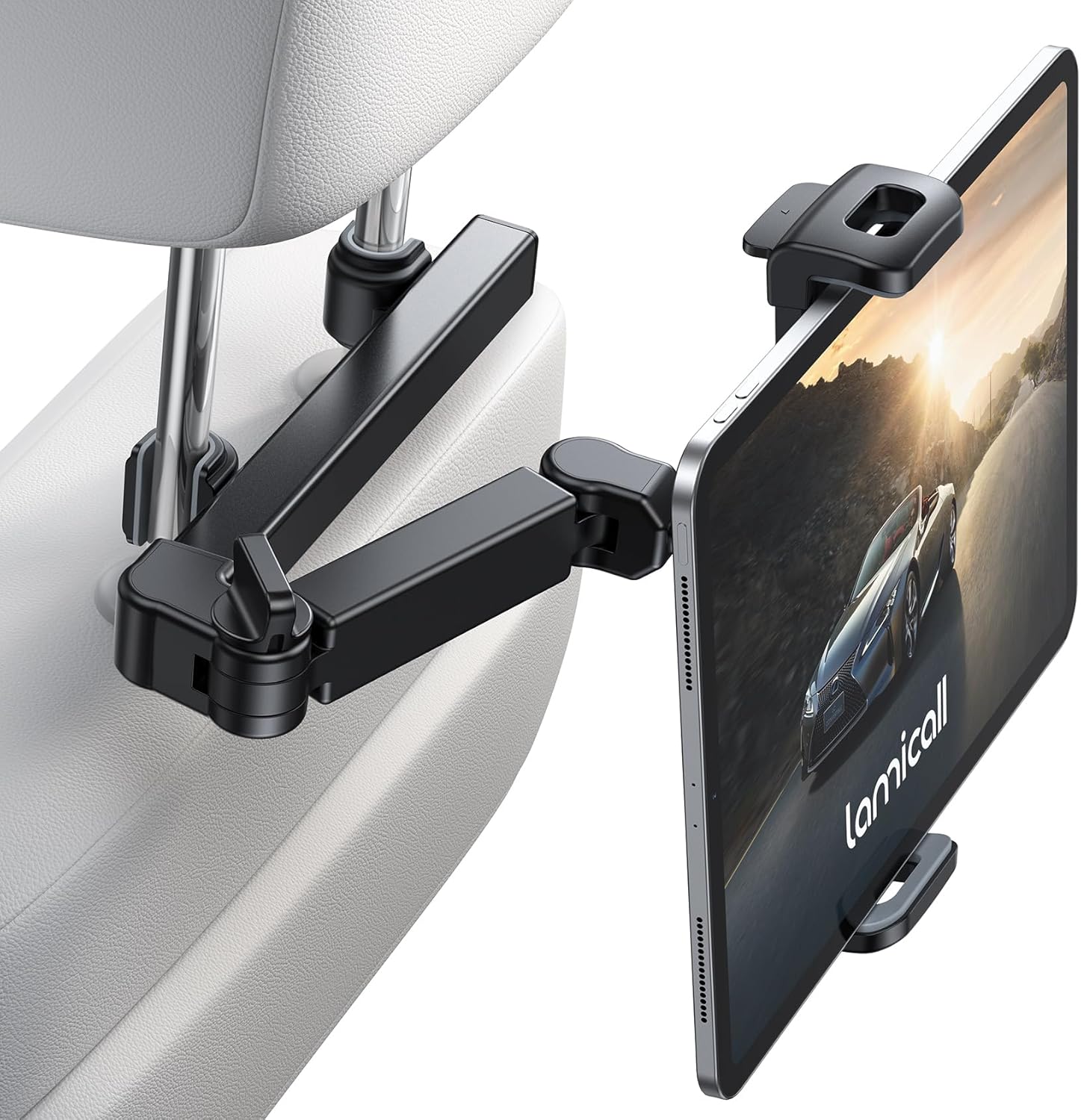 Lamicall Car Headrest Tablet Holder – 3-in-1 Extension Arm, Back Seat Mount