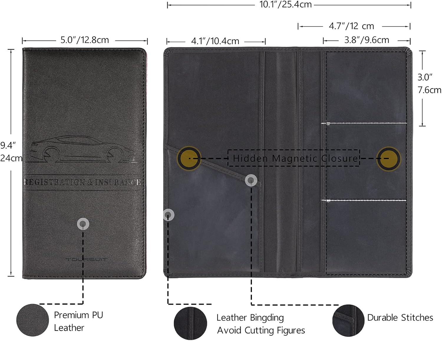 TOURSUIT Car Registration & Insurance Card Holder | Glove Box Organizer