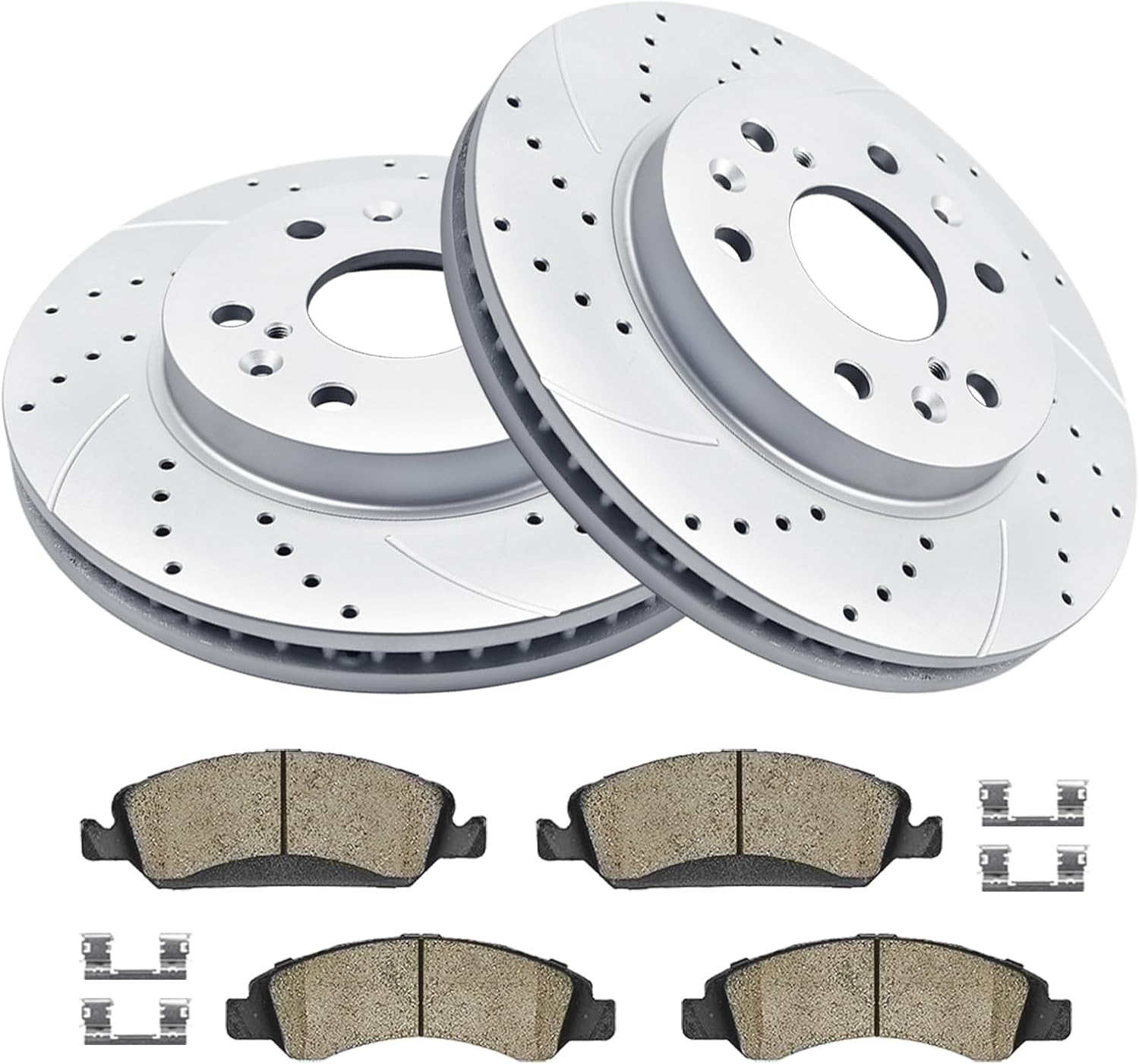 Front Brake Kit Drilled Slotted Rotors & Ceramic Pads for Cadillac Escalade Chevy Silverado 1500 Tahoe GMC Yukon