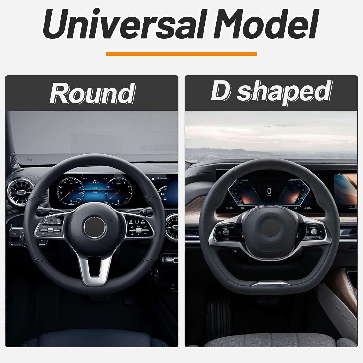 KAFEEK Steering Wheel Cover 15" Universal, Anti-Slip Ice Silk, Black