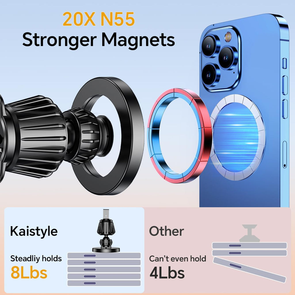 Kaistyle MagSafe Car Mount, Strong Magnetic Phone Holder for Dashboard, iPhone 17/16/15/14
