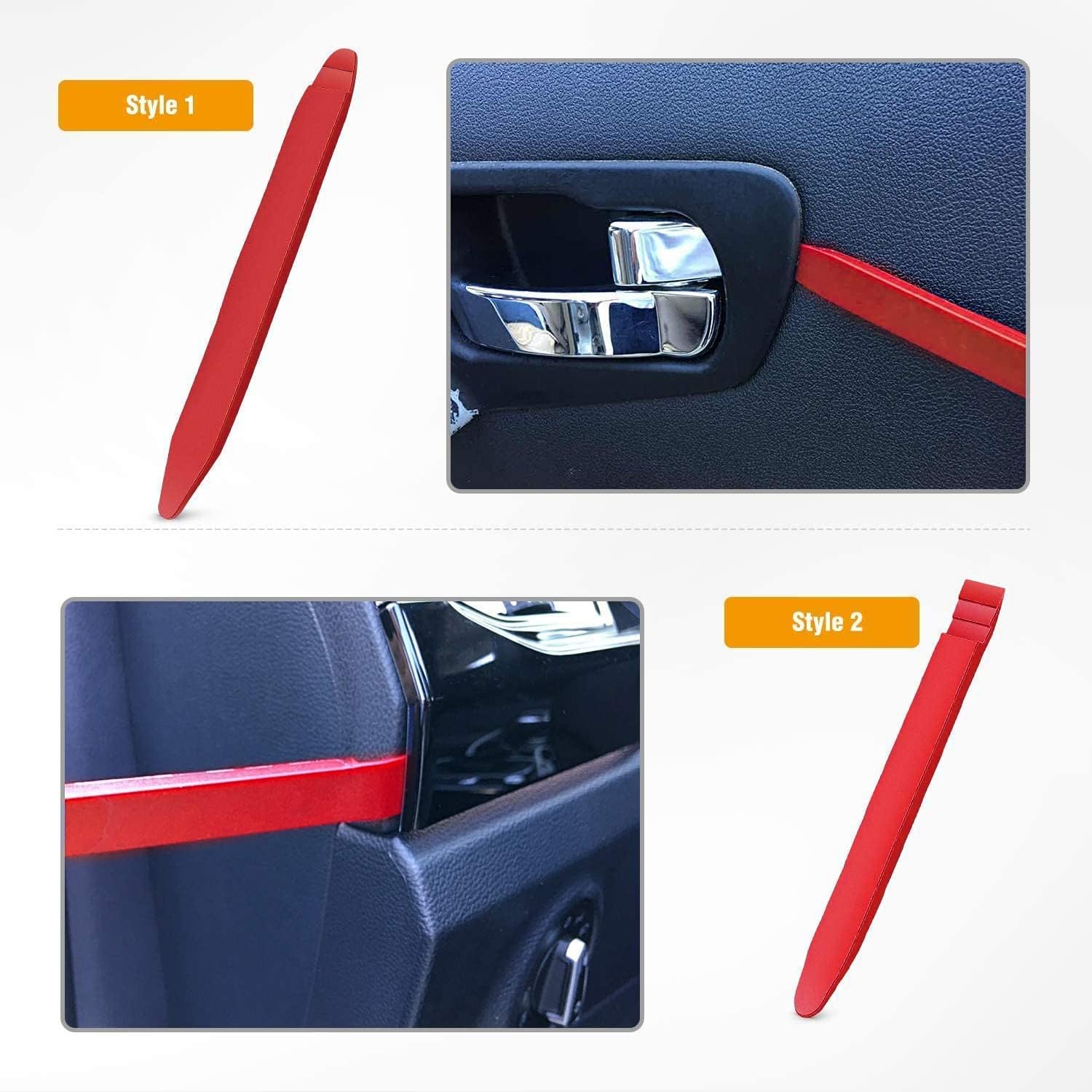 GOOACC 5 PCS Nylon Auto Trim Removal Tool Kit - No-Scratch, Red