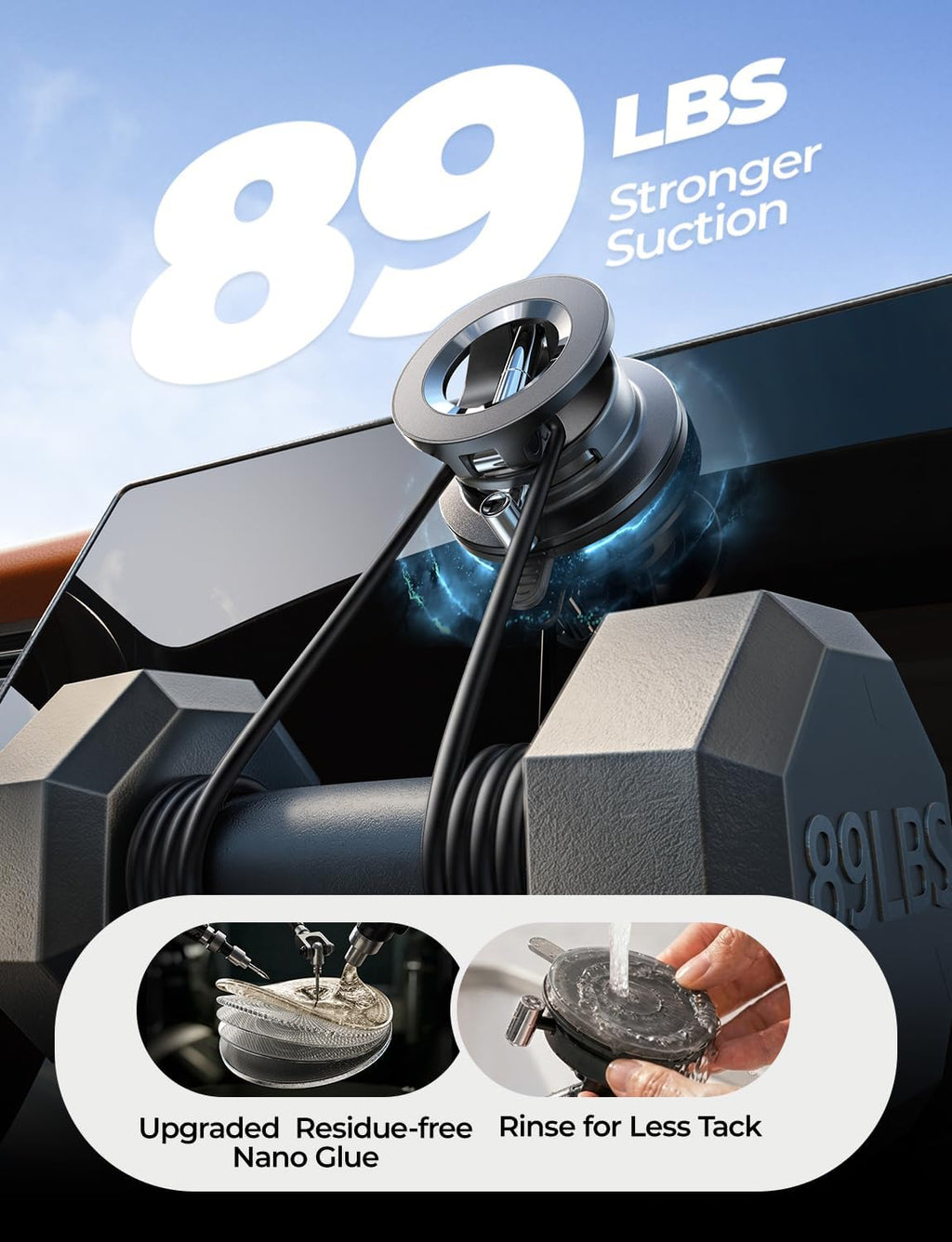 LISEN MagSafe Car Mount – Magnetic Vacuum Suction Phone Holder for iPhone