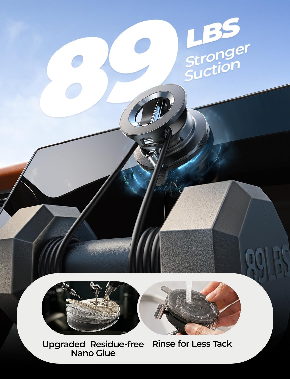 LISEN MagSafe Car Mount – Magnetic Vacuum Suction Phone Holder for iPhone