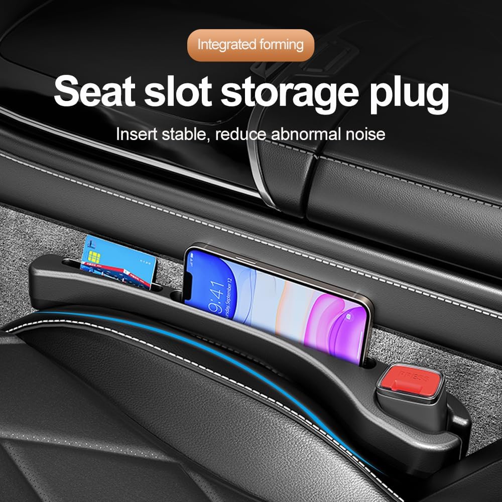 2PCS Car Seat Gap Filler with Phone Holder | Prevents Falling, Black