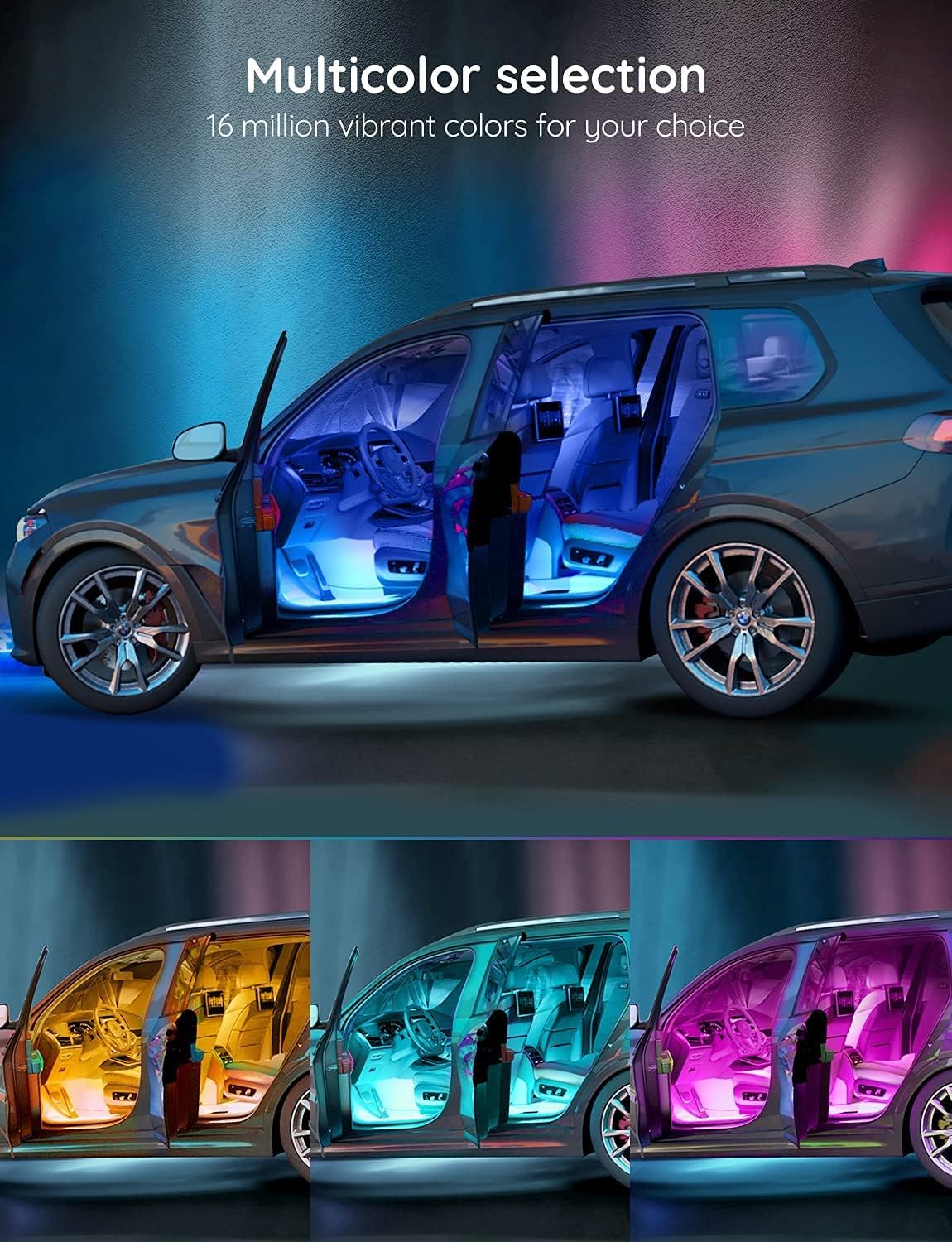 Govee Car LED Lights, RGB Smart App Control, DIY & Music Mode, 12V