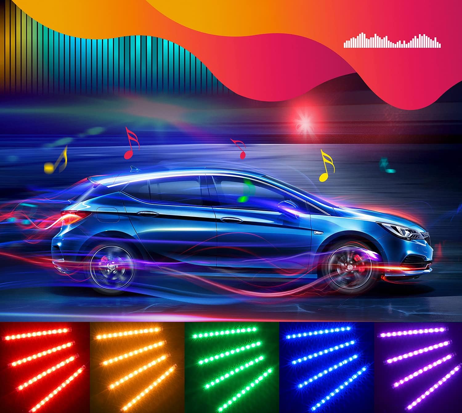 Govee Car LED Lights, RGB Smart App Control, DIY & Music Mode, 12V
