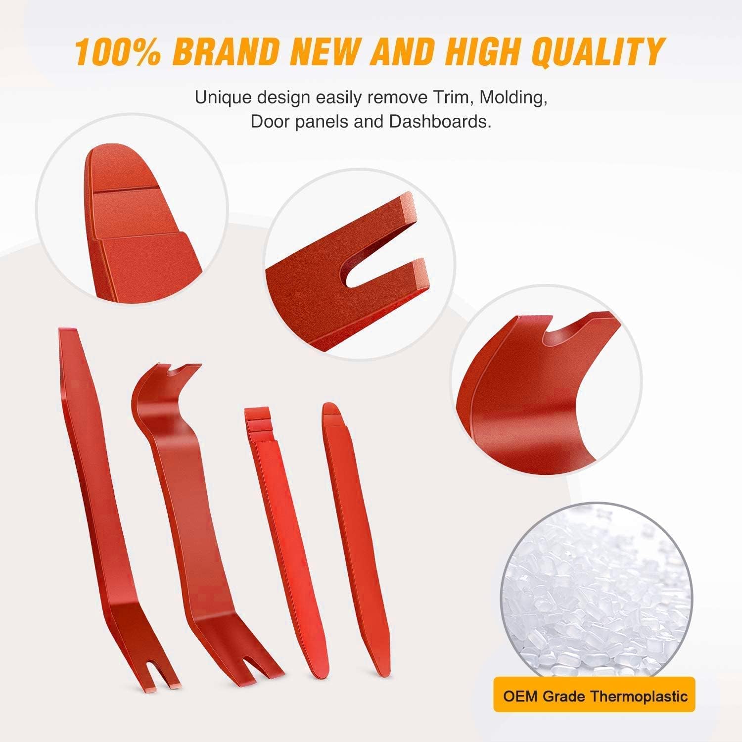 GOOACC 5 PCS Nylon Auto Trim Removal Tool Kit - No-Scratch, Red