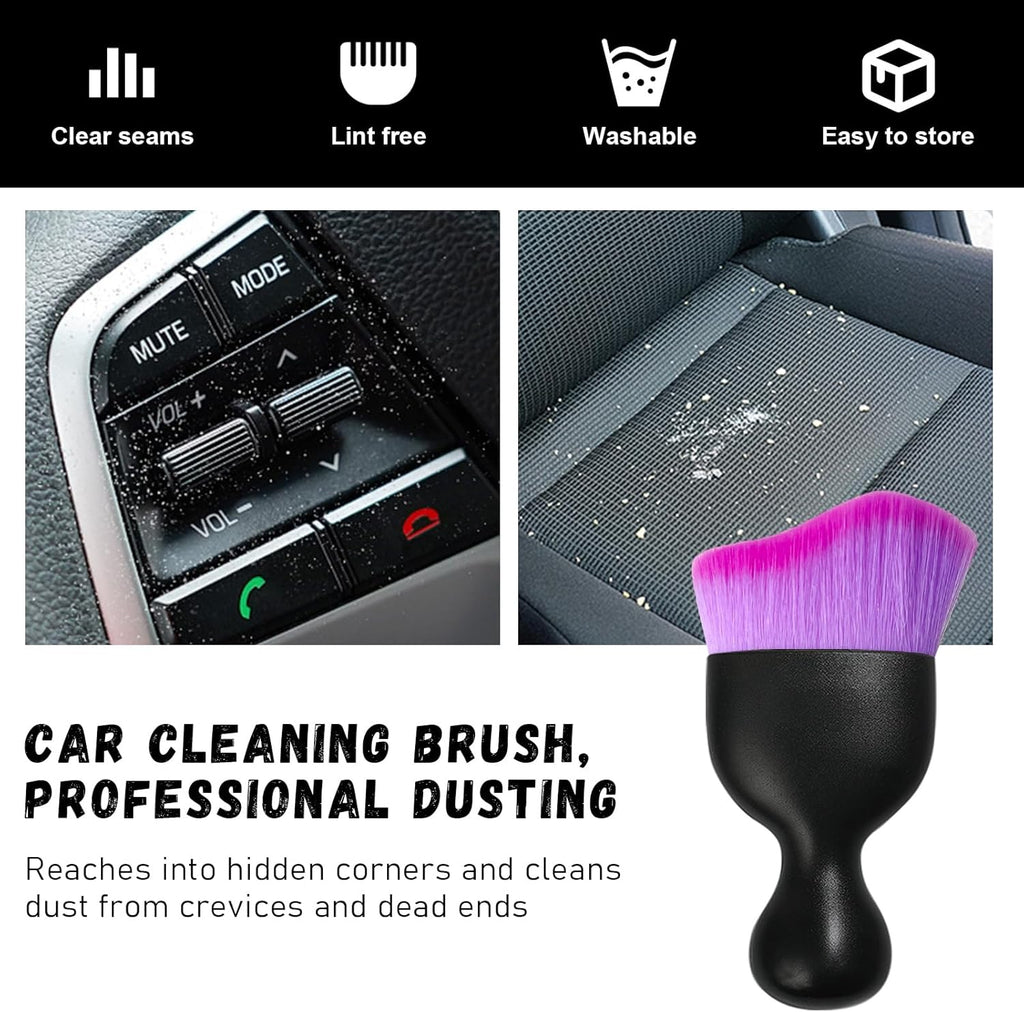 Ziciner Car Detailing Brush, Soft Curved Bristles Interior Cleaner for Dashboard & Vents