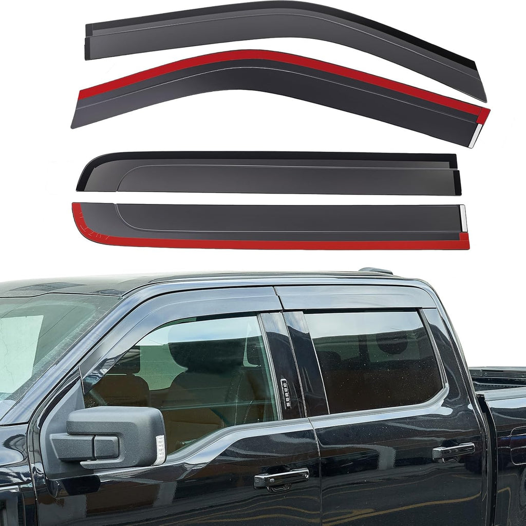 Outside Mount Rain Guards for Ford F-150/F-150 Raptor Crew Cab Vent Visors 2015-2026