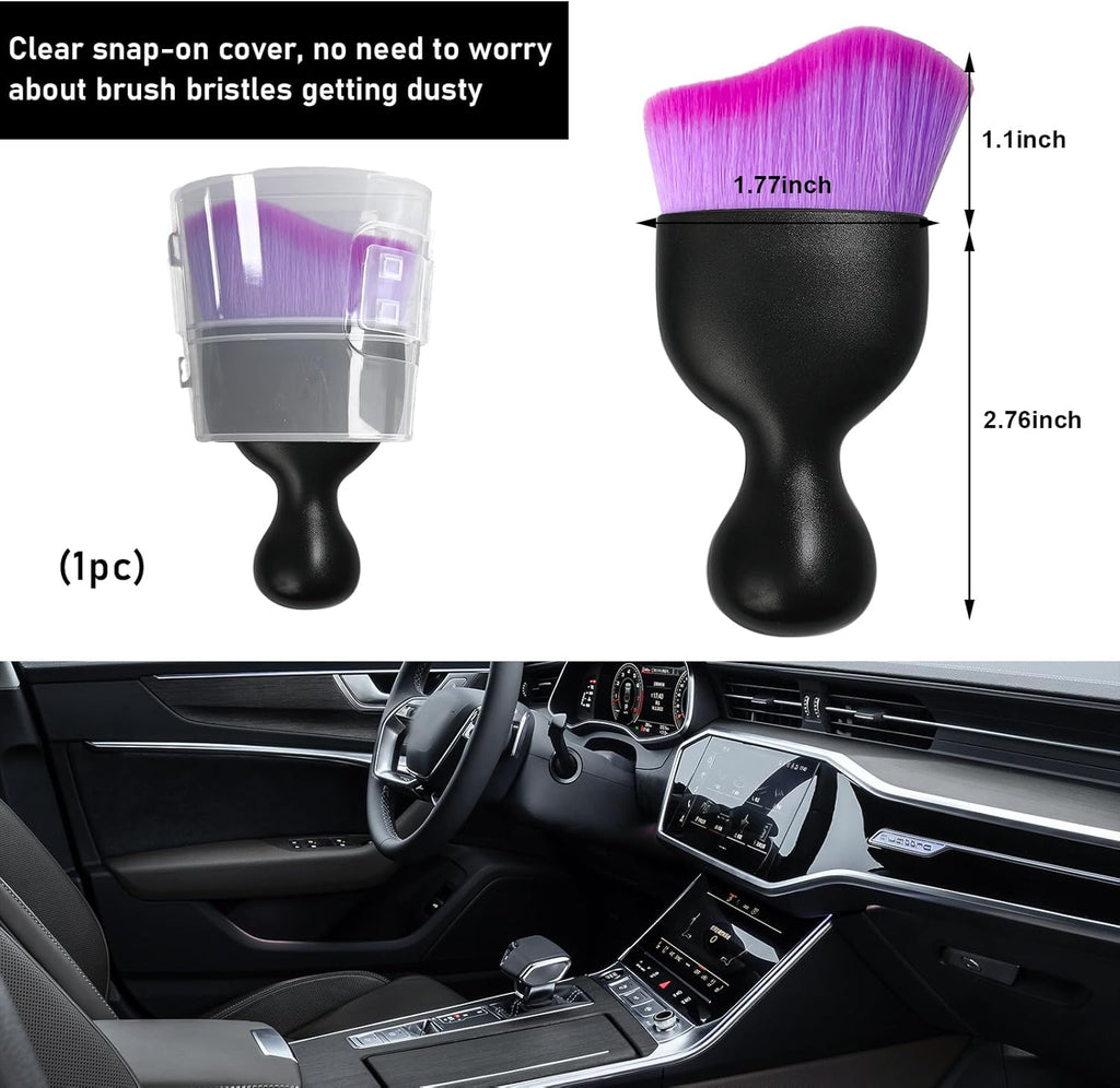 Ziciner Car Detailing Brush, Soft Curved Bristles Interior Cleaner for Dashboard & Vents