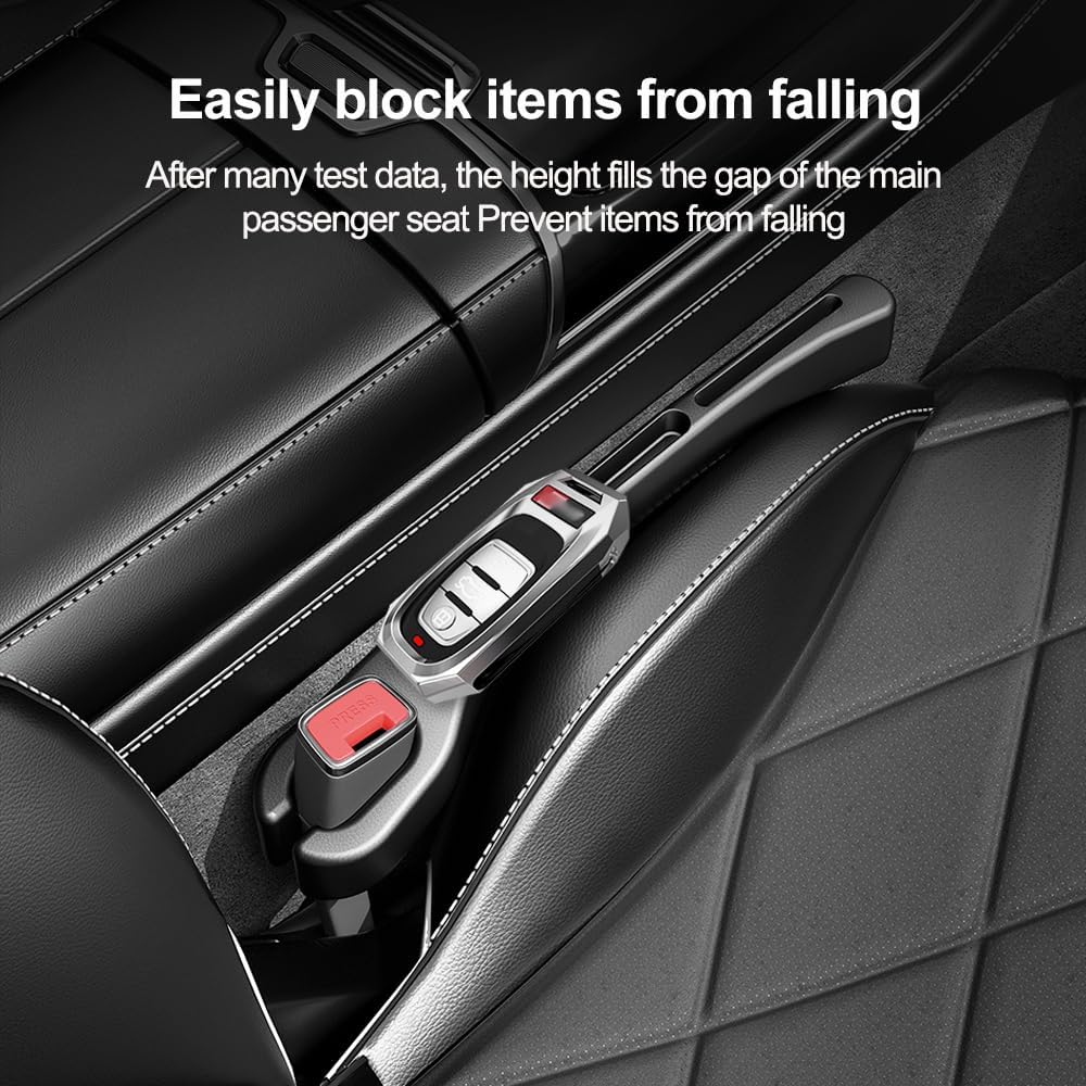 2PCS Car Seat Gap Filler with Phone Holder | Prevents Falling, Black