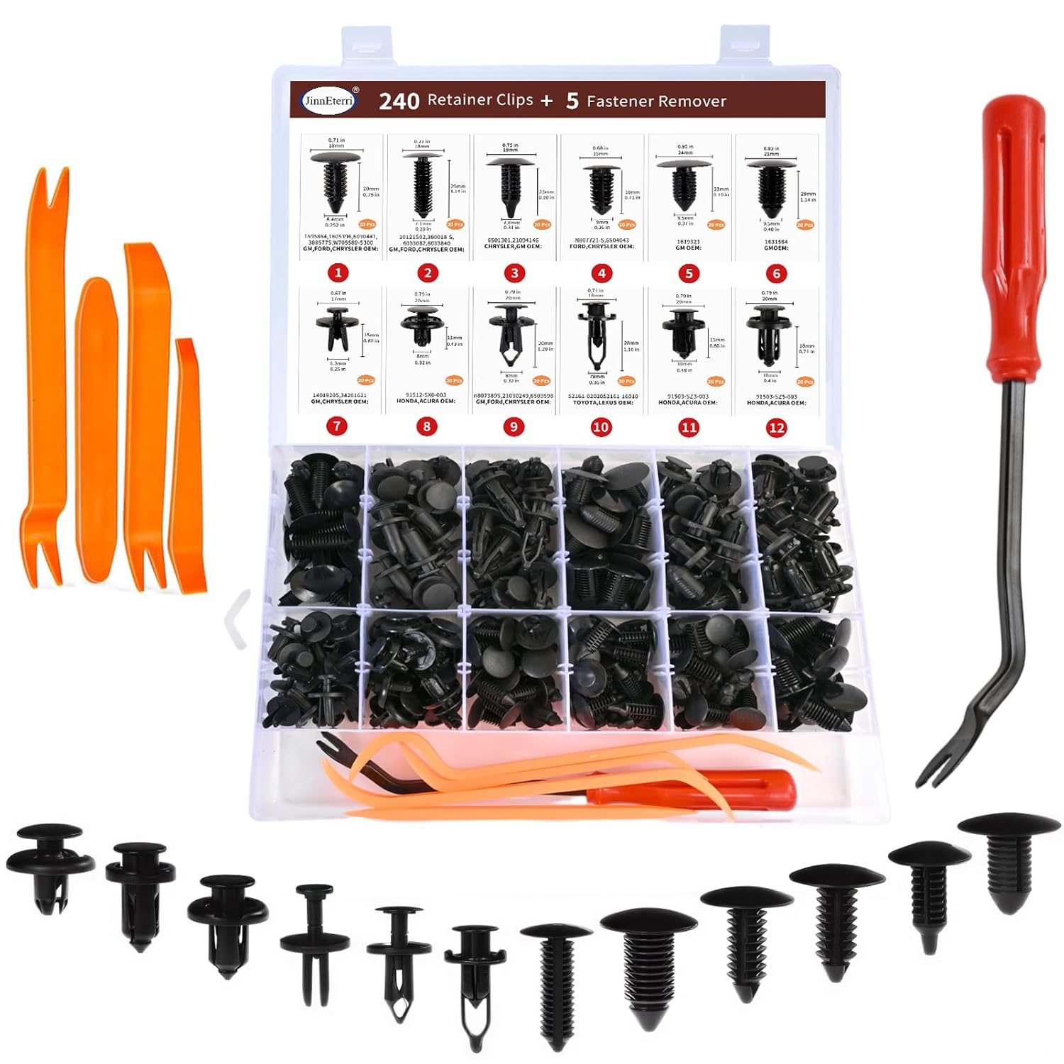 240PCS Car Bumper Retainer Clips, Auto Rivets & Push Fasteners Kit, Universal