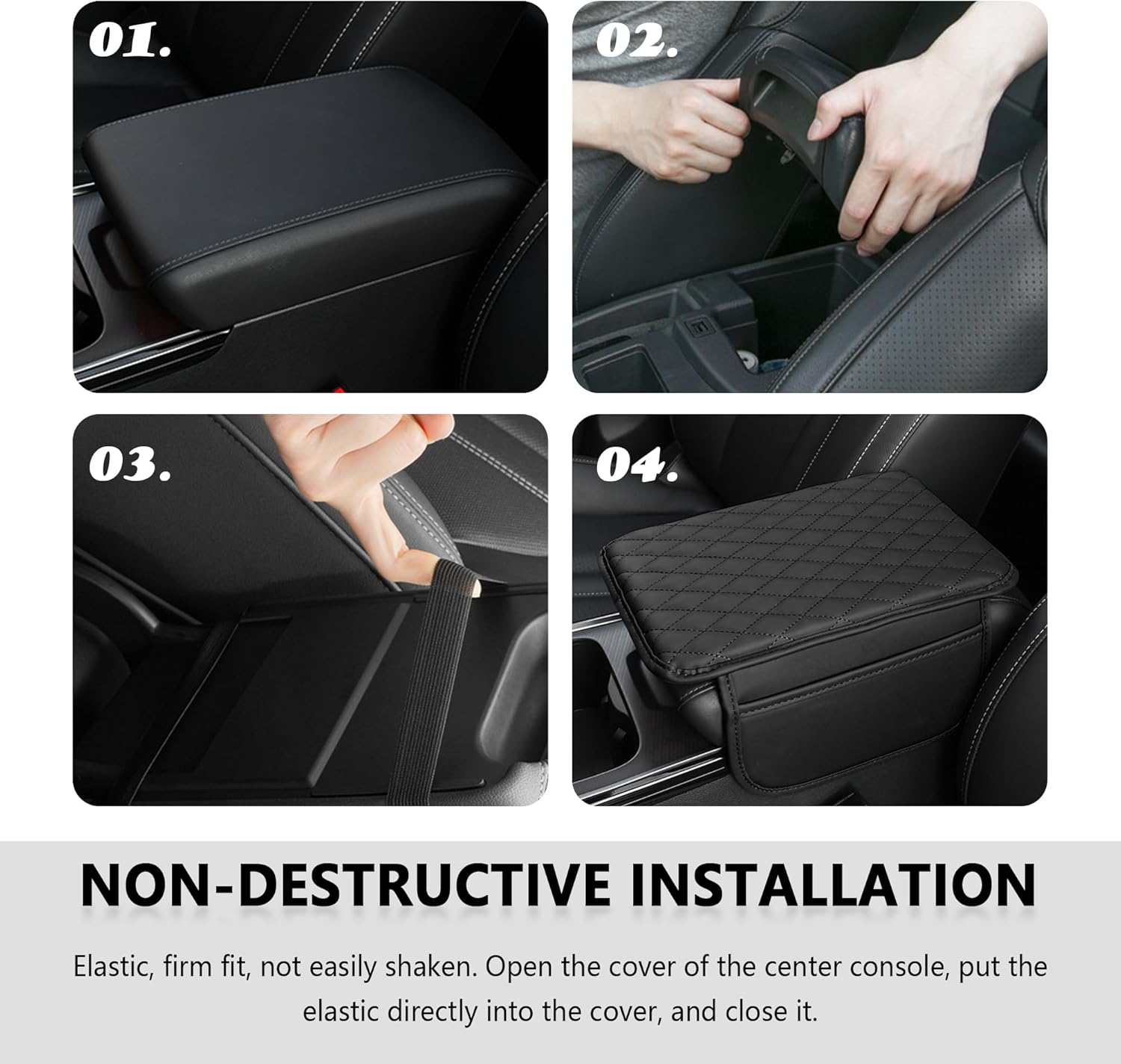 Stacool Car Armrest Cover | Microfiber Leather Console Cushion, Storage Bags