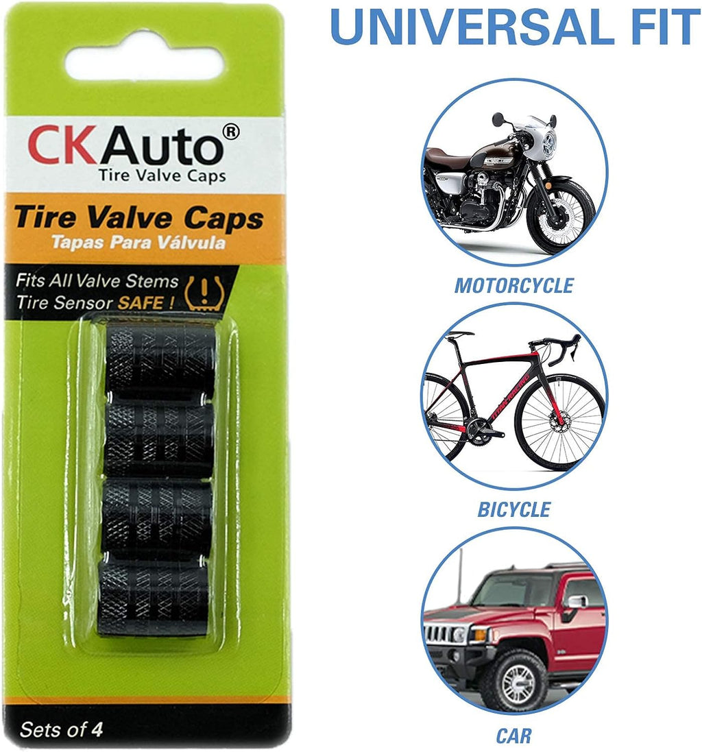 CKAuto Aluminum Valve Stem Caps 4pcs | Corrosion Resistant, Cars, Trucks, SUVs