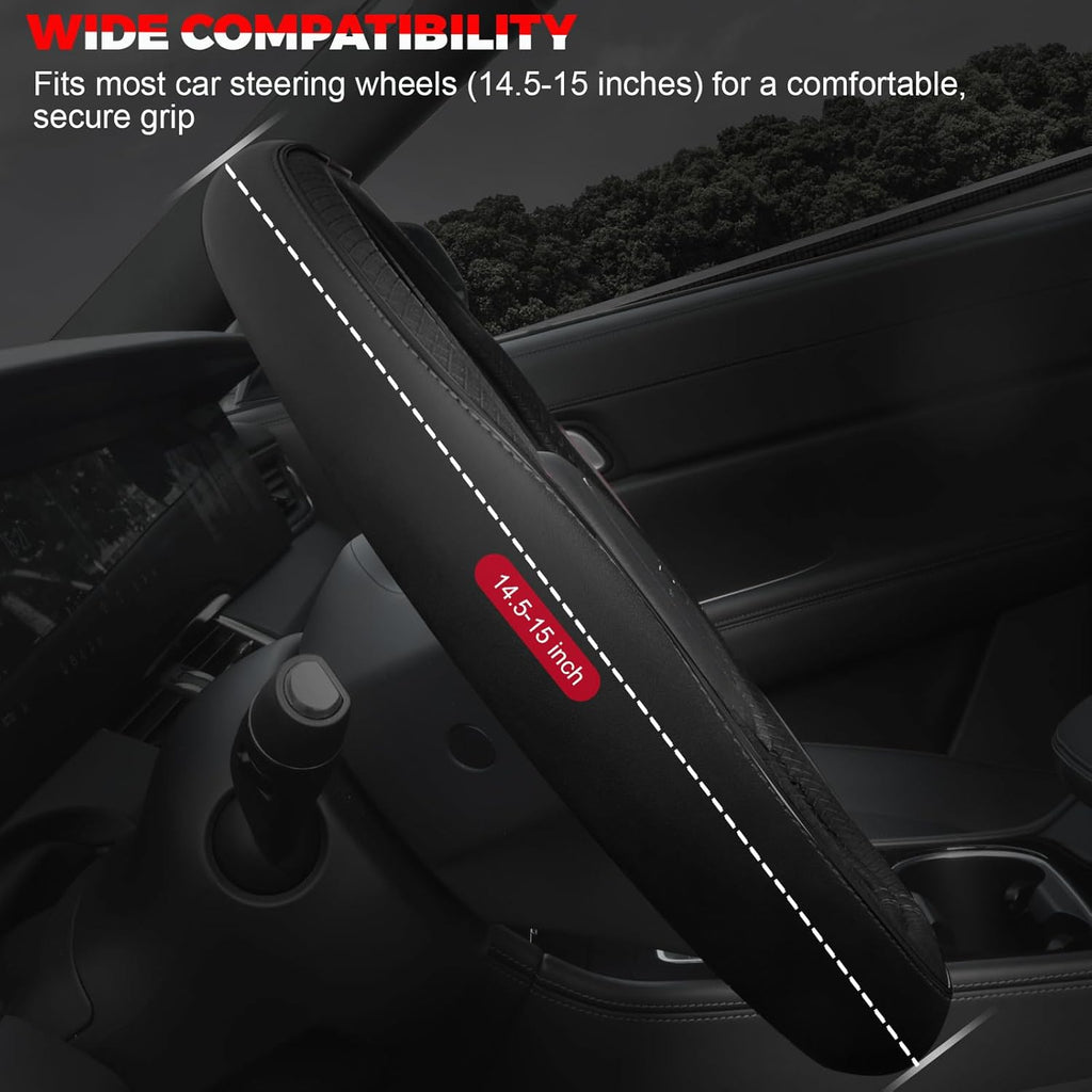 Ouzorp Car Steering Wheel Cover, Microfiber Leather, Anti-Slip, Universal