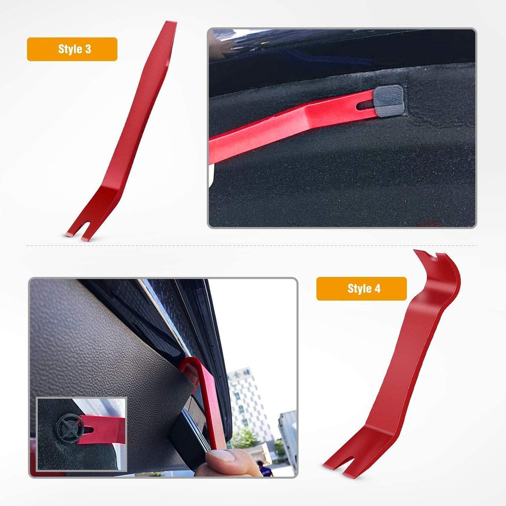 GOOACC 5 PCS Nylon Auto Trim Removal Tool Kit - No-Scratch, Red