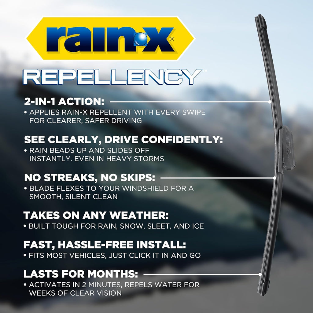 Rain-X 810363 22" Water Repellent Wiper Blades (Pack of 2) - Streak-Free