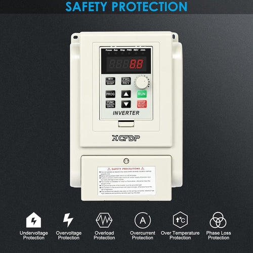 220V 2HP VFD 1.5KW Variable Frequency Drive Single Phase to 3 Phase Motor Inverter