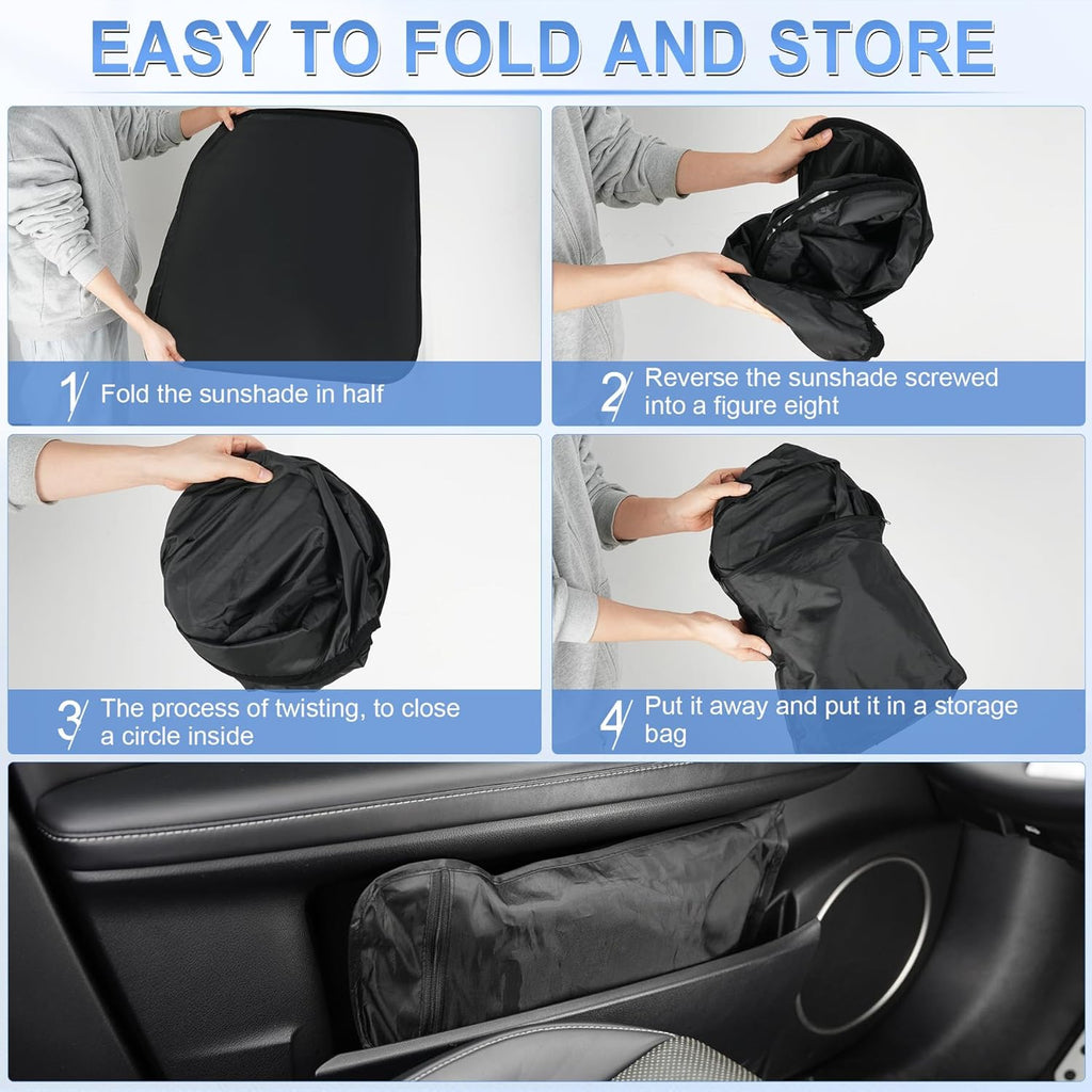 SINGARO 300T Car Windshield Sun Shade, Foldable Reflective, 58" x 32"