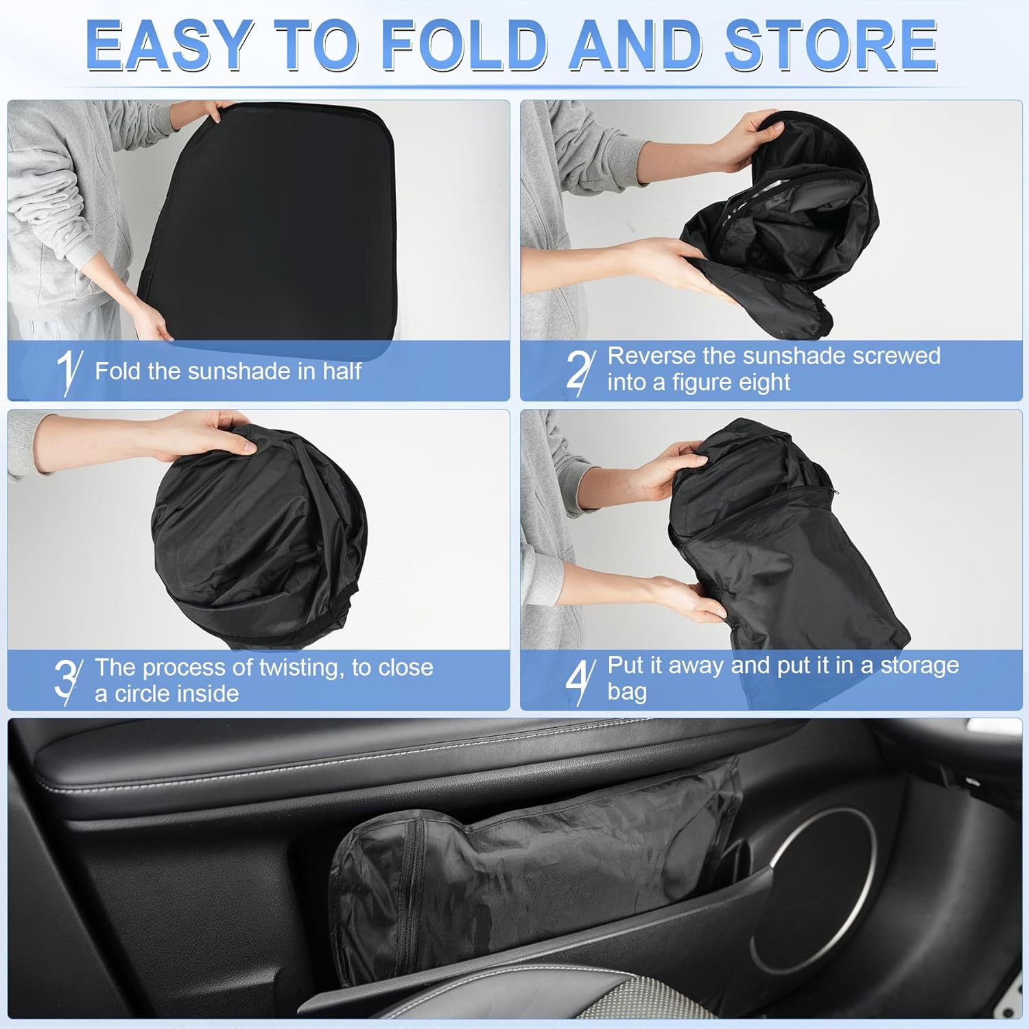 SINGARO 300T Car Windshield Sun Shade, Foldable Reflective, 58" x 32"