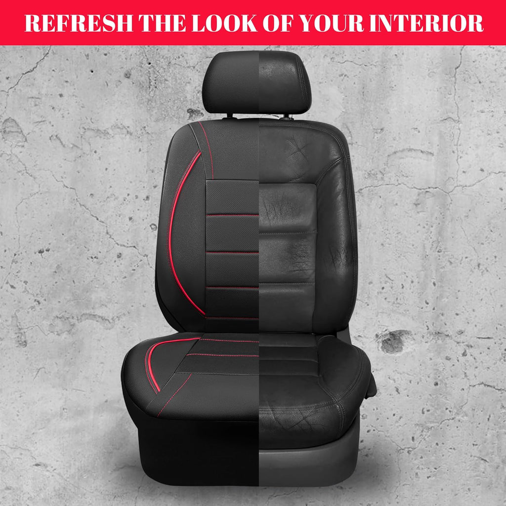 CAR PASS Leather Front Seat Covers, Waterproof Faux Leather Car Seat Protector, Black Red