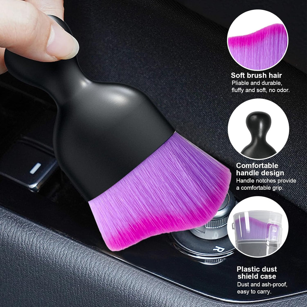 Ziciner Car Detailing Brush, Soft Curved Bristles Interior Cleaner for Dashboard & Vents