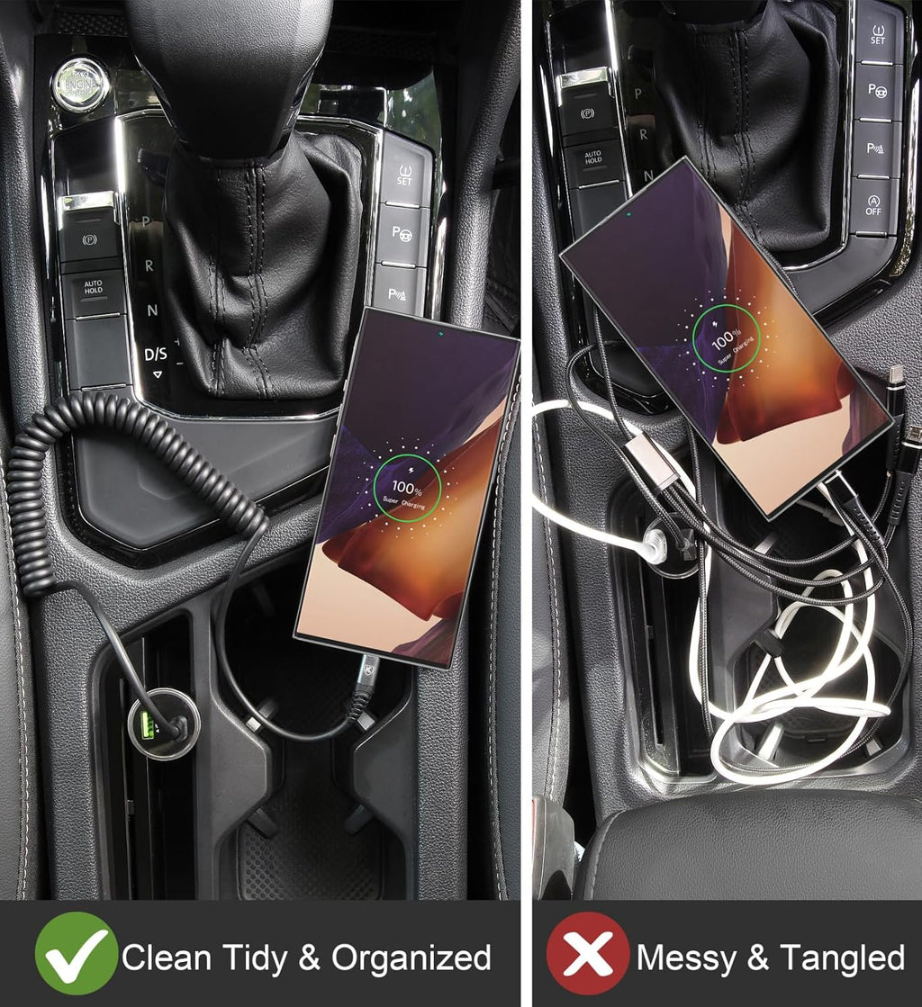 USB C to USB C Cable 2Pack 3ft, Coiled Fast Charging Cord for iPhone 17 Samsung
