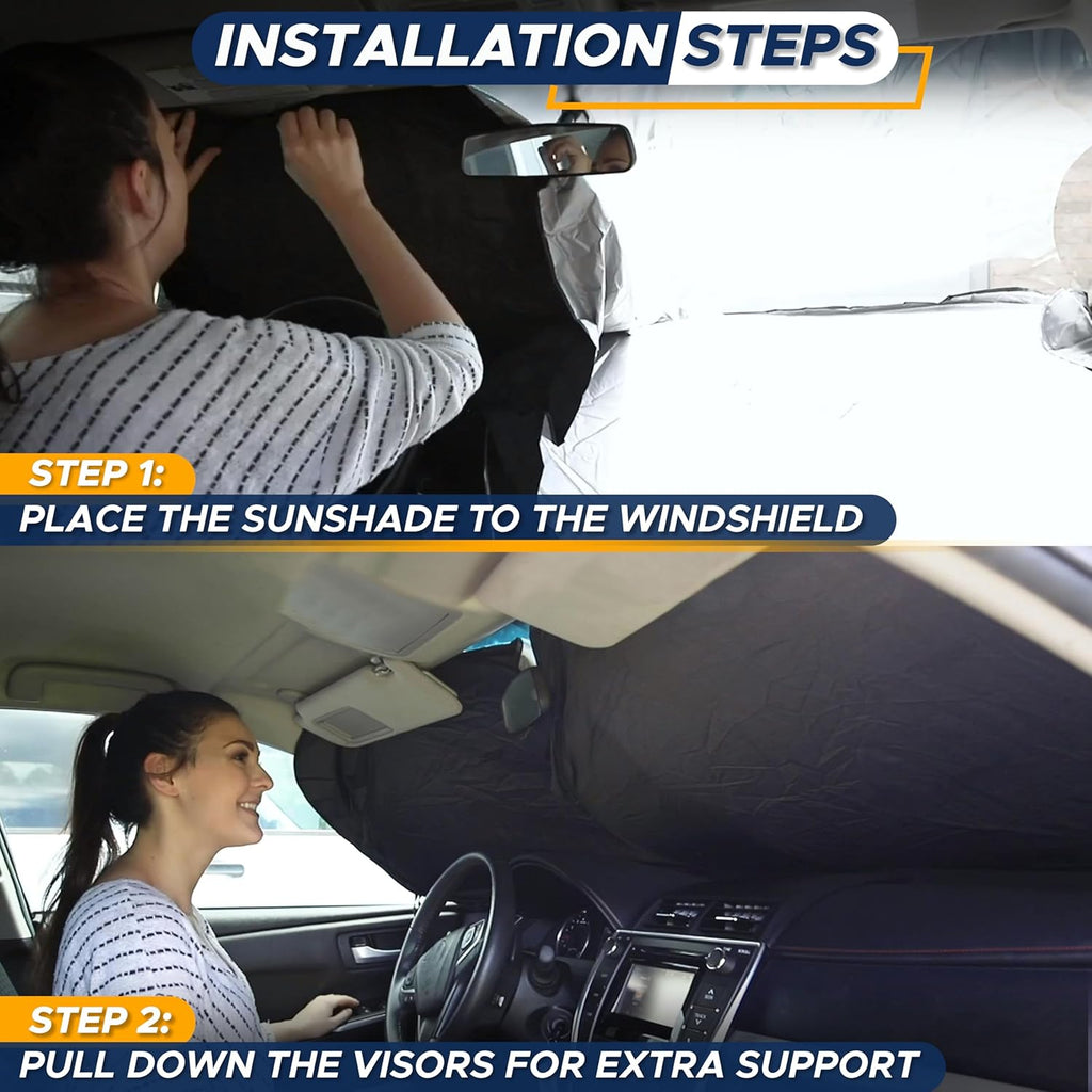 EcoNour Car Windshield Sunshade, Blocks 99% Heat, Universal Fit for Cars, SUVs & Trucks