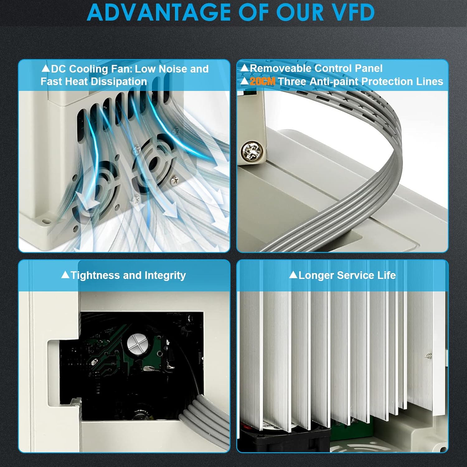 220V 2HP VFD 1.5KW Variable Frequency Drive Single Phase to 3 Phase Motor Inverter